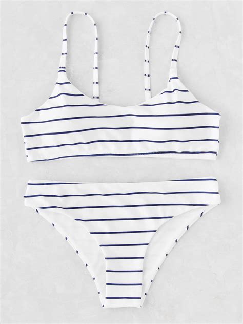 Striped Spaghetti Strap Bikini Set Swimsuits Bathing Suits Bikinis