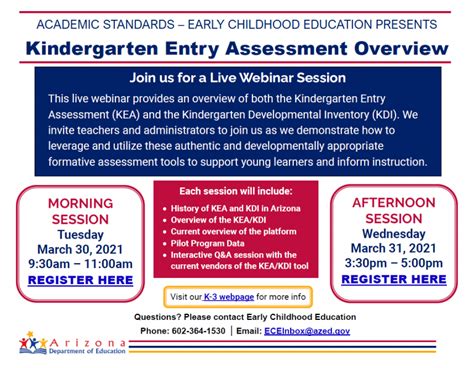 Kindergarten Entry Assessment Overview Arizona Early Child