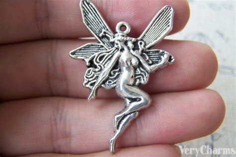 Pcs Antique Silver Naked Fairy Charms Size X Mm A Etsy