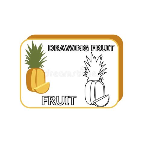 Fresh Pineapple Drawing In Colored Sketch Or Hand Painted Style Stock