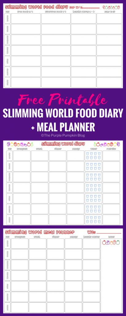 Slimming World Food Diary Printable And Meal Planner Printable