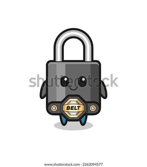 Mma Fighter Padlock Mascot Belt Cute Stock Vector Royalty Free