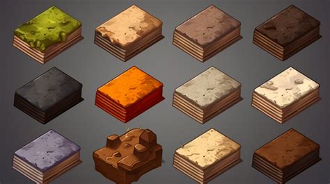 Assorted Soil Textures On Isometric Platform Set Background Isometric