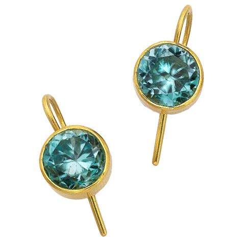 Natural Blue Zircon Earrings At 1stdibs