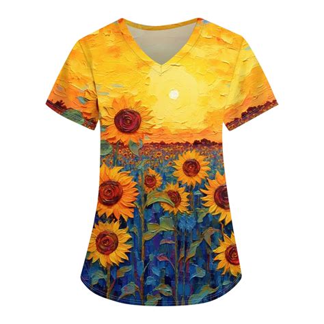 Ydkzymd Scrub Set For Women Bundle Sunflower Floral Petite Scrubs Short