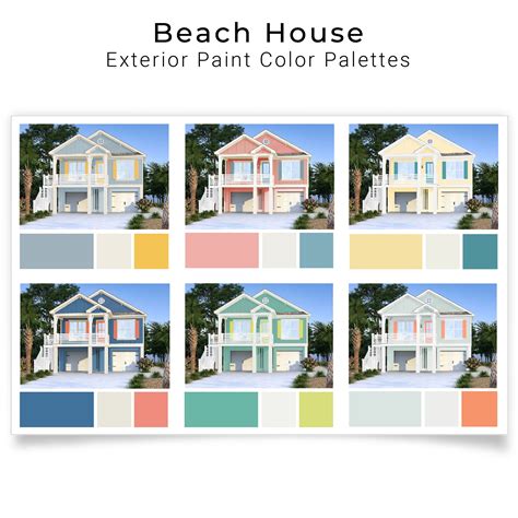 Beach House Exterior Paint Color Palettes Home Exterior Paint Colors - Etsy