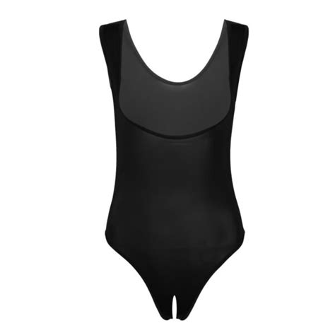 TiaoBug Sleeveless One Piece Smooth Stretchy High Cut Thong Leotard