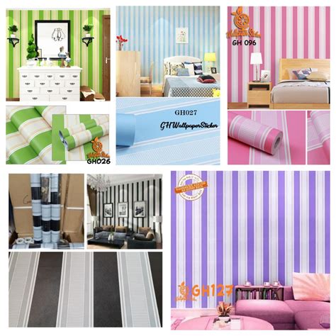 Jual Wallpaper Dinding Murah Motif Salur Wallstiker Best Seller Premium