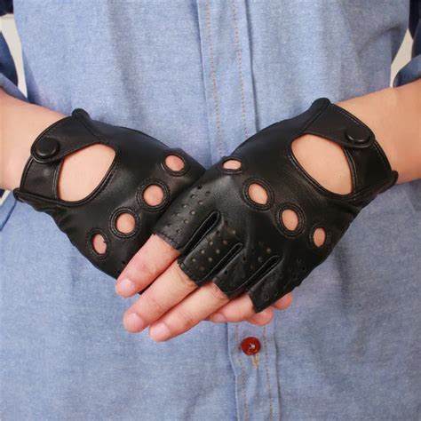 Free Shippinggenuine Leather Half Finger Gloves Women Summer Breathable Driving Semi Finger