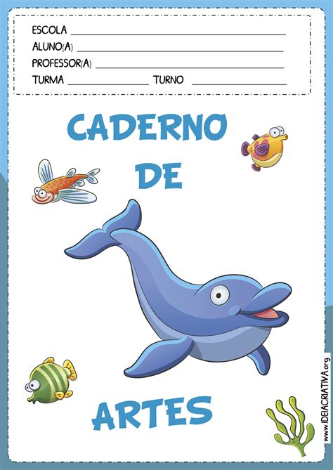 Capas para Caderno Fundo do Mar Ideia Criativa Gi Carvalho Educação