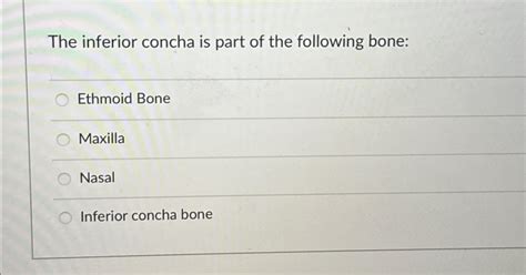 Solved The inferior concha is part of the following | Chegg.com