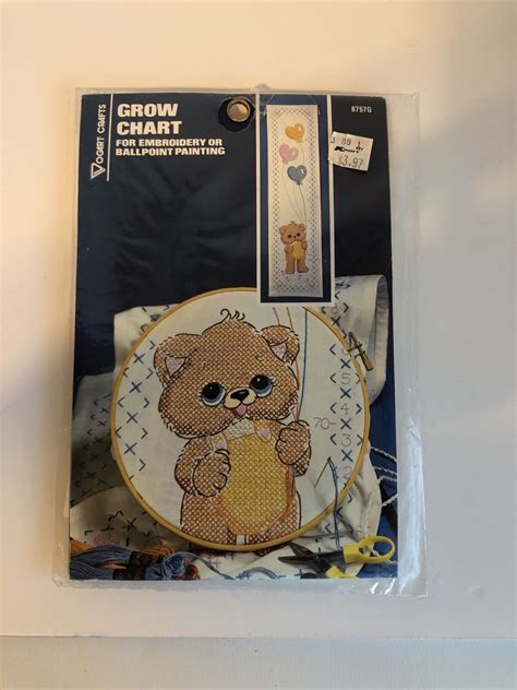 Vogart Crafts Grow Chart Embroidery Or Ballpoint Painting Kit Bear New