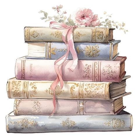 16 Pastel Cottage Shabby Chic Books Watercolor Clipart Bundle Digital