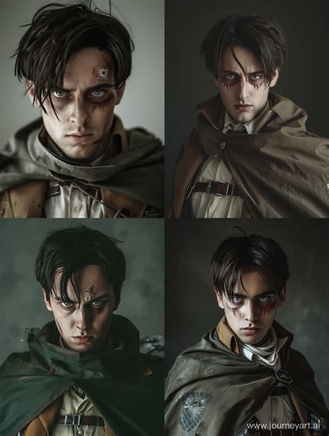 Levi Ackerman Cosplay Intense Stare In Survey Corps Uniform Journeyart