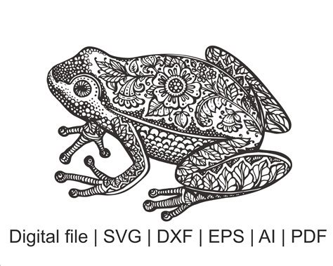 Frog Svg Frog Silhouette Mandala Svg Zentangle Svg Etsy