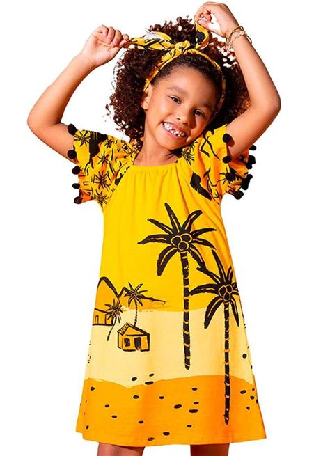 Vestido Infantil Feminino Amarelo Nanai