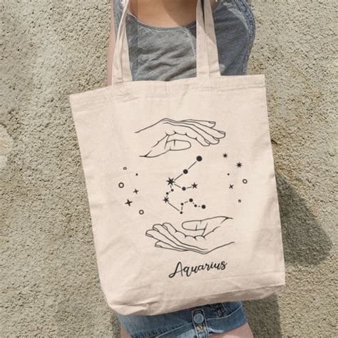 Aquarius Tote Bag Zodiac Tote Bag Astrology Tote Bag Etsy In