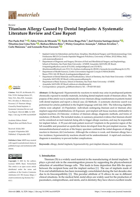 (PDF) Titanium Allergy Caused by Dental Implants: A Systematic ...