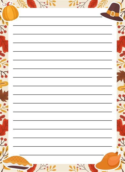 Thanksgiving Stationery With Or Without Lines Printable