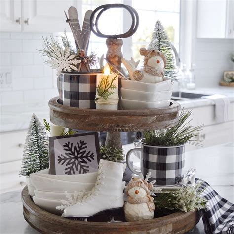 Dining Delight: Winter Tiered Tray Decor