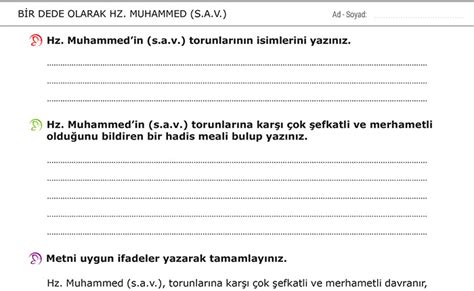 Bir Dede Olarak Hz Muhammed s a v 5 Sınıf Din Kültürü ve Ahlak