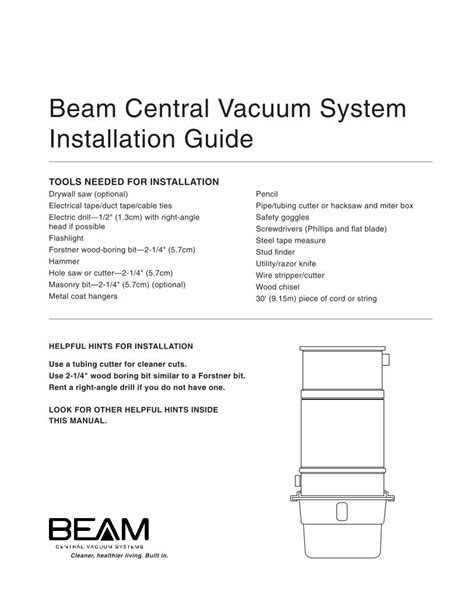 (PDF) beam Central Vacuum System Installation GuideInstallation+Guid… · Beam Central Vacuum ...