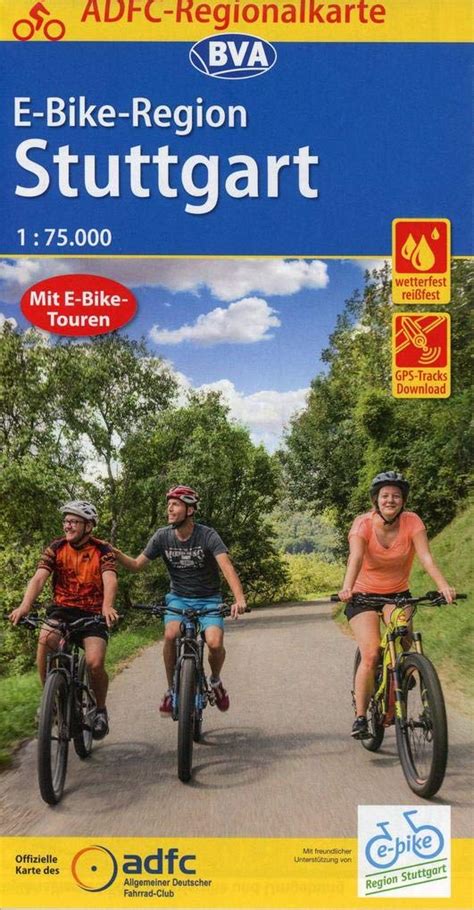 ADFC Regionalkarte E Bike Region Stuttgart 1 75 000 Mit