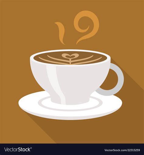 Cup Of Coffee Cappuccino Latte Art Flat Design Vector Image