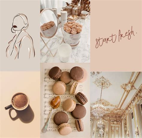 Boho Beige Trendy Aesthetic Wall Collage Kit Digital Etsy Rose Gold