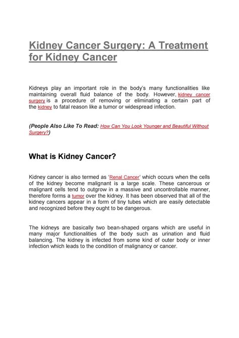 Kidney Cancer Surgery: A Treatment for Kidney Cancer by Rahul Upadhyay ...