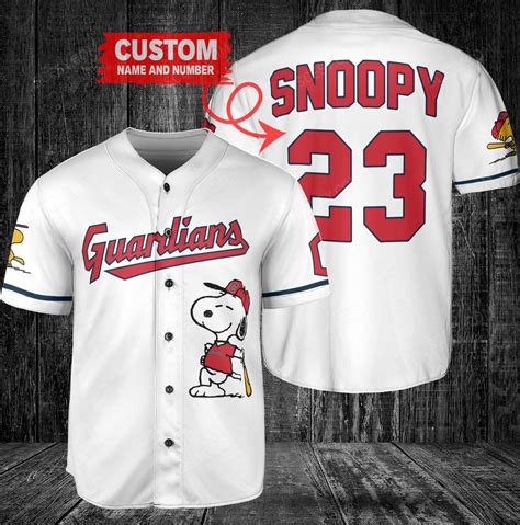 Peanuts Snoopy X Cleveland Guardians Baseball Jersey W Scesy