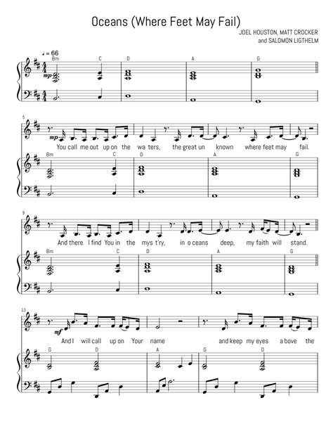 Oceans Where Feet May Fail Sheet Music For Piano Vocals Mixed Trio