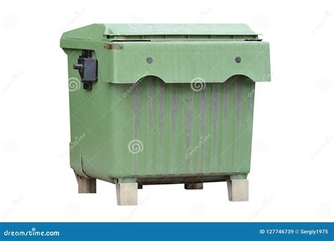 Green Plastic Trash Can Isolated on White Background Stock Image ...