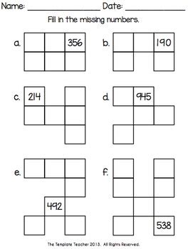 Math Number Grid Puzzle Practice 10 more and 10 less pages Problem ...