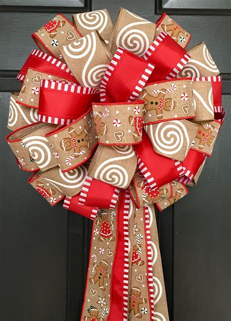 Tree Topper Bow Gingerbread Tree Topper Etsy Tree Topper Bow