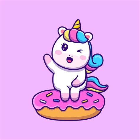 Free Vector Cute Unicorn Sitting On Doughnut Cartoon Vector Icon