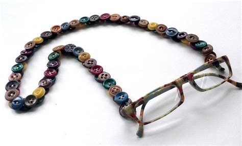 Multi Colored Vintage Buttons Eyeglass Chain