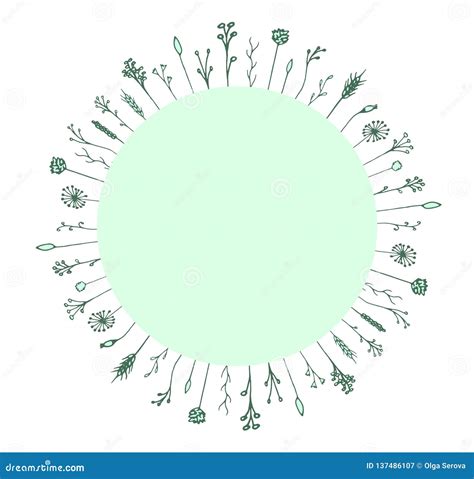 Herbal Wreath Design Stock Vector Illustration Of Flower 137486107