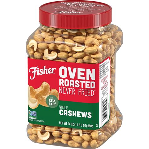 Fisher Snack Oven Roasted Never Fried Whole Cashews Ounces Made