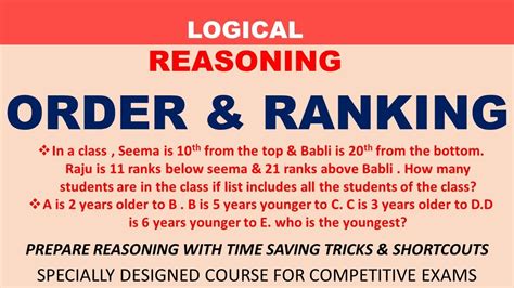 Order And Ranking In Reasoning Tricks Ranking Reasoning Tricks