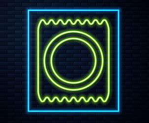 Glowing Neon Line Condom In Package Icon Isolated Vector Image