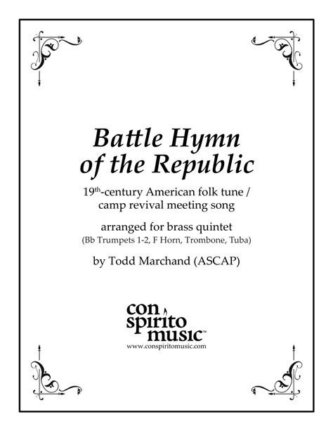 Battle Hymn Of The Republic Brass Quintet Arr Todd Marchand Ascap