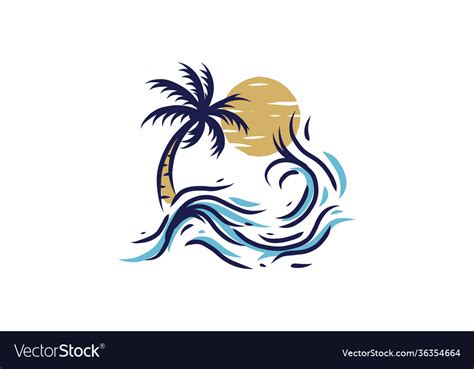 Beach simple flat drawing Royalty Free Vector Image