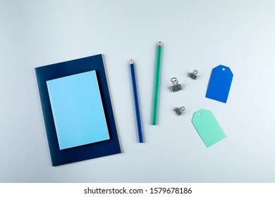 Notebooks Stationary Objects On Grey Background Stock Photo