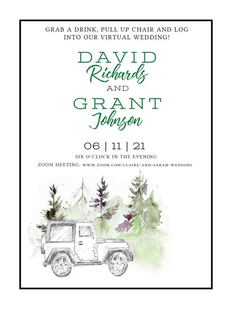 Virtual Outdoor Adventure Wedding Invitations Dash Of Pride Llc