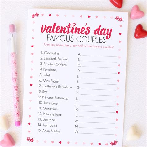 Free Valentines Couples Game Cards Aspen Jay