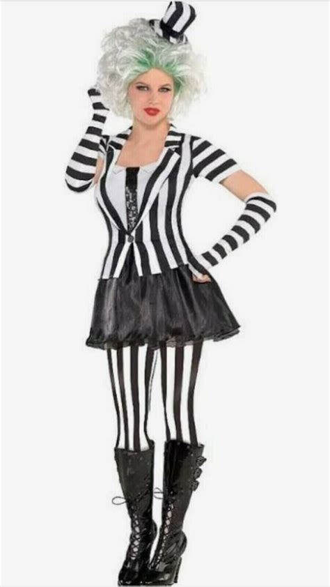 Brand New Sexy Beetlejuice Adult Female Halloween 4 Piece Costume Large