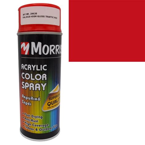 Spray Vopsea Rosu Trafic RAL 3020 Lucioasa Morris 400 Ml Acrilica