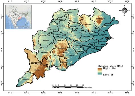 Physical Map Of Odisha