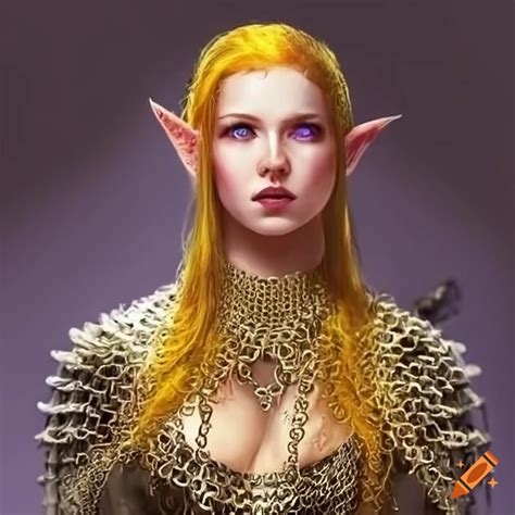 Portrait Of A Beautiful Elf Woman In Chain Mail Armor